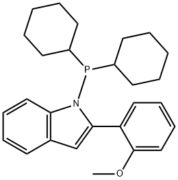 N-(ジシクロヘキシルホスフィノ)-2-(2-メトキシフェニル)インドール 化学構造式
