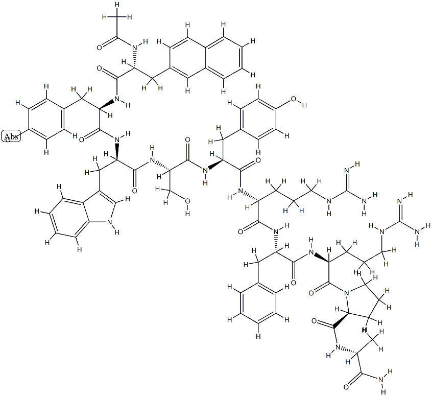 LHRH, (N)-Ac-3(2-naphthyl)Ala(1)-(4-Cl-Phe)(2)-Trp(3)-Arg(6)-Phe(7)-AlaNH2(10)- Structure