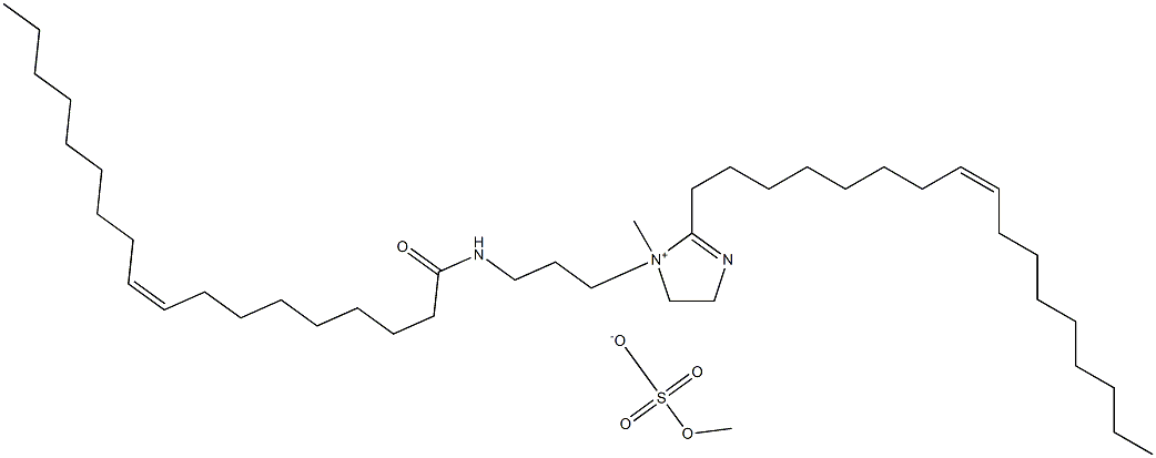 2-[(Z)-8-ヘプタデセニル]-4,5-ジヒドロ-1-メチル-1-[3-[[(Z)-1-オキソ-9-オクタデセニル]アミノ]プロピル]-1-イミダゾリウム・メチルスルファート 化学構造式