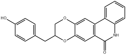 3-[(4-ヒドロキシフェニル)メチル]-2,3,6,7-テトラヒドロ-1,4-ジオキサ-7-アザテトラフェン-6-オン 化学構造式