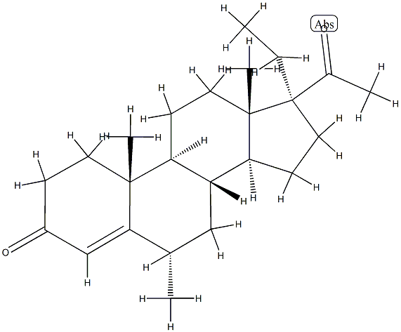 17-エチル-6α-メチルプレグナ-4-エン-3,20-ジオン 化学構造式