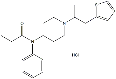 N-[1-[1-メチル-2-(2-チエニル)エチル]-4-ピペリジニル]-N-フェニルプロパンアミド・塩酸塩 化学構造式