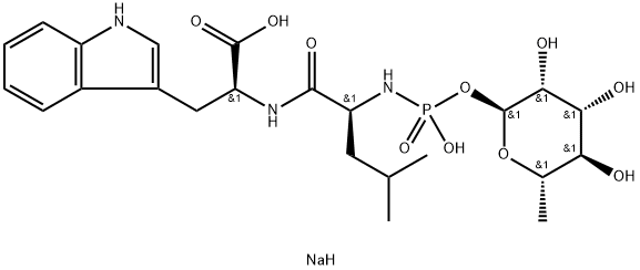 N-[N-[[(6-deoxy-α-L-mannopyranosyl)oxy]hydroxyphosphinyl]-L-leucyl]- L-tryptophan,sodium salt (1:1) Struktur