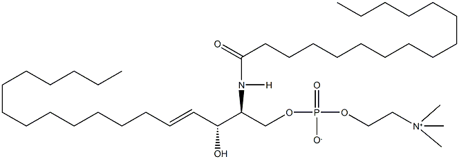 N-パルミトイル-D-erythro-スフィンゴシルホスホリルコリン 化学構造式