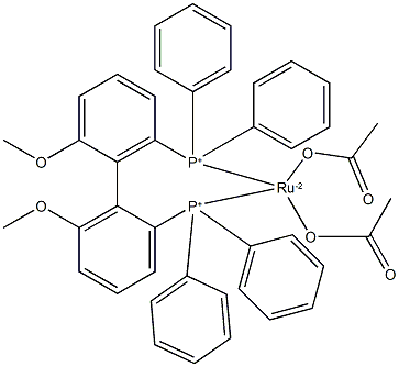ビスアセタート[(R)‐2,2′‐ビス(ジフェニルホスフィノ)‐6,6′‐ジメトキシ‐1,1′‐ビフェニル]ルテニウム(II) 化学構造式