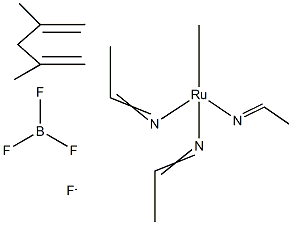 テトラフルオロほう酸トリスアセトニトリル(Η5‐2,4‐ジメチルペンタジエニル)ルテニウム(II) 化学構造式