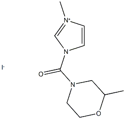 3-methyl-1-[(2-methylmorpholin-4-yl)carbonyl]-1H-imidazol-3-ium iodide Struktur