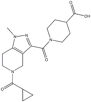 1-{[5-(cyclopropylcarbonyl)-1-methyl-4,5,6,7-tetrahydro-1H-pyrazolo[4,3-c]pyridin-3-yl]carbonyl}piperidine-4-carboxylic acid Structure