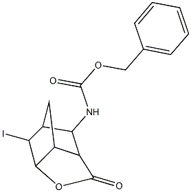 BENZYL 2-IODO-5-OXO-4-OXATRICYCLO[4.2.1.0~3,7~]NON-9-YLCARBAMATE 化学構造式