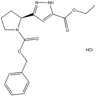 ethyl 3-{(2S)-1-[(benzyloxy)carbonyl]pyrrolidin-2-yl}-1H-pyrazole-5-carboxylate hydrochloride Structure