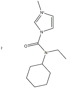 1-{[cyclohexyl(ethyl)amino]carbonyl}-3-methyl-1H-imidazol-3-ium iodide 化学構造式