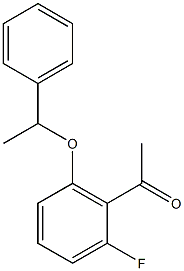 1-[2-fluoro-6-(1-phenylethoxy)phenyl]ethan-1-one 化学構造式