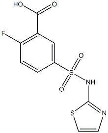 2-fluoro-5-(1,3-thiazol-2-ylsulfamoyl)benzoic acid 化学構造式