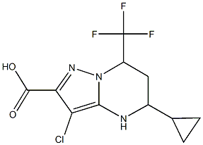 3-chloro-5-cyclopropyl-7-(trifluoromethyl)-4,5,6,7-tetrahydropyrazolo[1,5-a]pyrimidine-2-carboxylic acid,,结构式