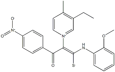 2-(3-ethyl-4-methylpyridinium-1-yl)-1-(2-methoxyanilino)-3-(4-nitrophenyl)-3-oxoprop-1-ene-1-thiolate Structure