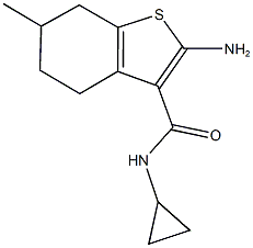 2-氨基-N-环丙基-6-甲基-4,5,6,7-四氢苯并噻吩-3-甲酰胺, , 结构式