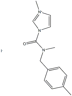 3-methyl-1-{[methyl(4-methylbenzyl)amino]carbonyl}-1H-imidazol-3-ium iodide Struktur