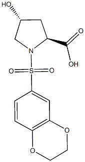 (2S,4R)-1-(2,3-dihydro-1,4-benzodioxin-6-ylsulfonyl)-4-hydroxypyrrolidine-2-carboxylic acid Structure