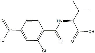 (2S)-2-[(2-chloro-4-nitrobenzoyl)amino]-3-methylbutanoic acid 化学構造式