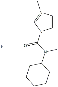 1-{[cyclohexyl(methyl)amino]carbonyl}-3-methyl-1H-imidazol-3-ium iodide Struktur