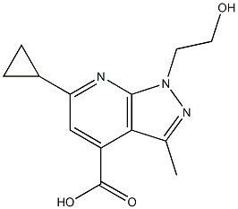 6-cyclopropyl-1-(2-hydroxyethyl)-3-methyl-1H-pyrazolo[3,4-b]pyridine-4-carboxylic acid,,结构式