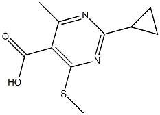 2-CYCLOPROPYL-4-METHYL-6-(METHYLTHIO)PYRIMIDINE-5-CARBOXYLIC ACID,,结构式