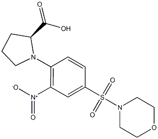 (2S)-1-[4-(morpholin-4-ylsulfonyl)-2-nitrophenyl]pyrrolidine-2-carboxylic acid,,结构式