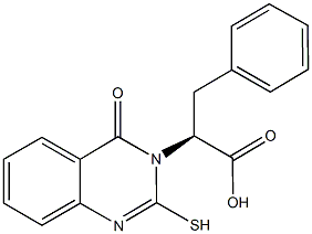(2S)-2-(2-mercapto-4-oxoquinazolin-3(4H)-yl)-3-phenylpropanoic acid Struktur