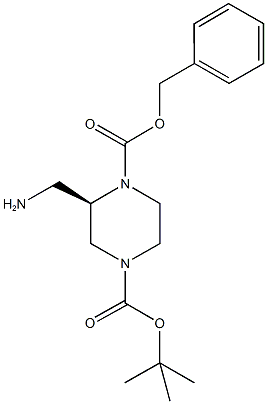 1-BENZYL 4-TERT-BUTYL (2R)-2-(AMINOMETHYL)PIPERAZINE-1,4-DICARBOXYLATE Structure