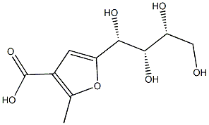 2-methyl-5-[(1R,2S,3R)-1,2,3,4-tetrahydroxybutyl]-3-furoic acid Structure