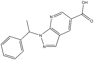 1-(1-phenylethyl)-1H-pyrazolo[3,4-b]pyridine-5-carboxylic acid 结构式