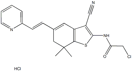 2-chloro-N-{3-cyano-7,7-dimethyl-5-[2-pyridin-2-ylvinyl]-6,7-dihydro-1-benzothien-2-yl}acetamide hydrochloride,,结构式