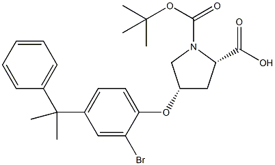 (2S,4S)-4-[2-Bromo-4-(1-methyl-1-phenylethyl)phenoxy]-1-(tert-butoxycarbonyl)-2-pyrrolidinecarboxyli 结构式