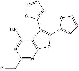 2-(CHLOROMETHYL)-5,6-DI-2-FURYLFURO[2,3-D]PYRIMIDIN-4-AMINE 化学構造式