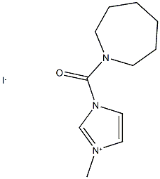 1-(azepan-1-ylcarbonyl)-3-methyl-1H-imidazol-3-ium iodide 化学構造式