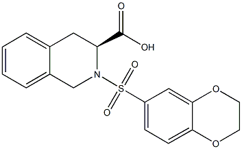 (3S)-2-(2,3-dihydro-1,4-benzodioxin-6-ylsulfonyl)-1,2,3,4-tetrahydroisoquinoline-3-carboxylic acid 化学構造式