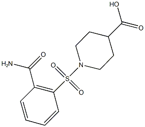 1-{[2-(AMINOCARBONYL)PHENYL]SULFONYL}PIPERIDINE-4-CARBOXYLIC ACID 化学構造式
