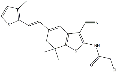 2-Chloro-N-{3-cyano-7,7-dimethyl-5-[2-(3-methyl-thiophen-2-yl)-vinyl]-6,7-dihydro-benzo[b]thiophen-2-yl}-acetamide Structure