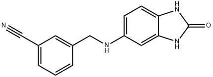 3-{[(2-oxo-2,3-dihydro-1H-1,3-benzodiazol-5-yl)amino]methyl}benzonitrile Struktur
