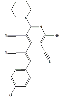 2-AMINO-4-[1-CYANO-2-(4-METHOXYPHENYL)VINYL]-6-PIPERIDIN-1-YLPYRIDINE-3,5-DICARBONITRILE Structure