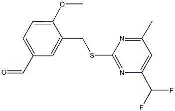 3-({[4-(DIFLUOROMETHYL)-6-METHYLPYRIMIDIN-2-YL]THIO}METHYL)-4-METHOXYBENZALDEHYDE 化学構造式