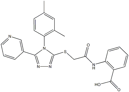 2-{2-[4-(2,4-Dimethyl-phenyl)-5-pyridin-3-yl-4H-[1,2,4]triazol-3-ylsulfanyl]-acetylamino}-benzoic acid Structure