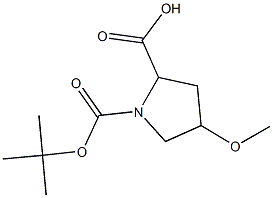 1-(tert-butoxycarbonyl)-4-methoxypyrrolidine-2-carboxylic acid 化学構造式