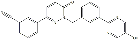 3-(1-(3-(5-hydroxypyrimidin-2-yl)benzyl)-6-oxo-1,6-dihydropyridazin-3-yl)benzonitrile 化学構造式