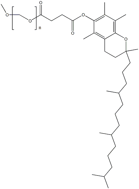 Poly(oxy-1,2-ethanediyl),α-[4-[[3,4-dihydro-2,5,7,8-tetramethyl-2-(4,8,12-trimethyltridecyl)-2H-1-benzopyran-6-yl]oxy]-1,4-dioxobutyl]-ω-methoxy-Polymer Structure