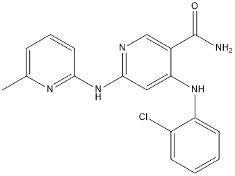4-((2-chlorophenyl)amino)-6-((6-methylpyridin-2-yl)amino)nicotinamide Structure