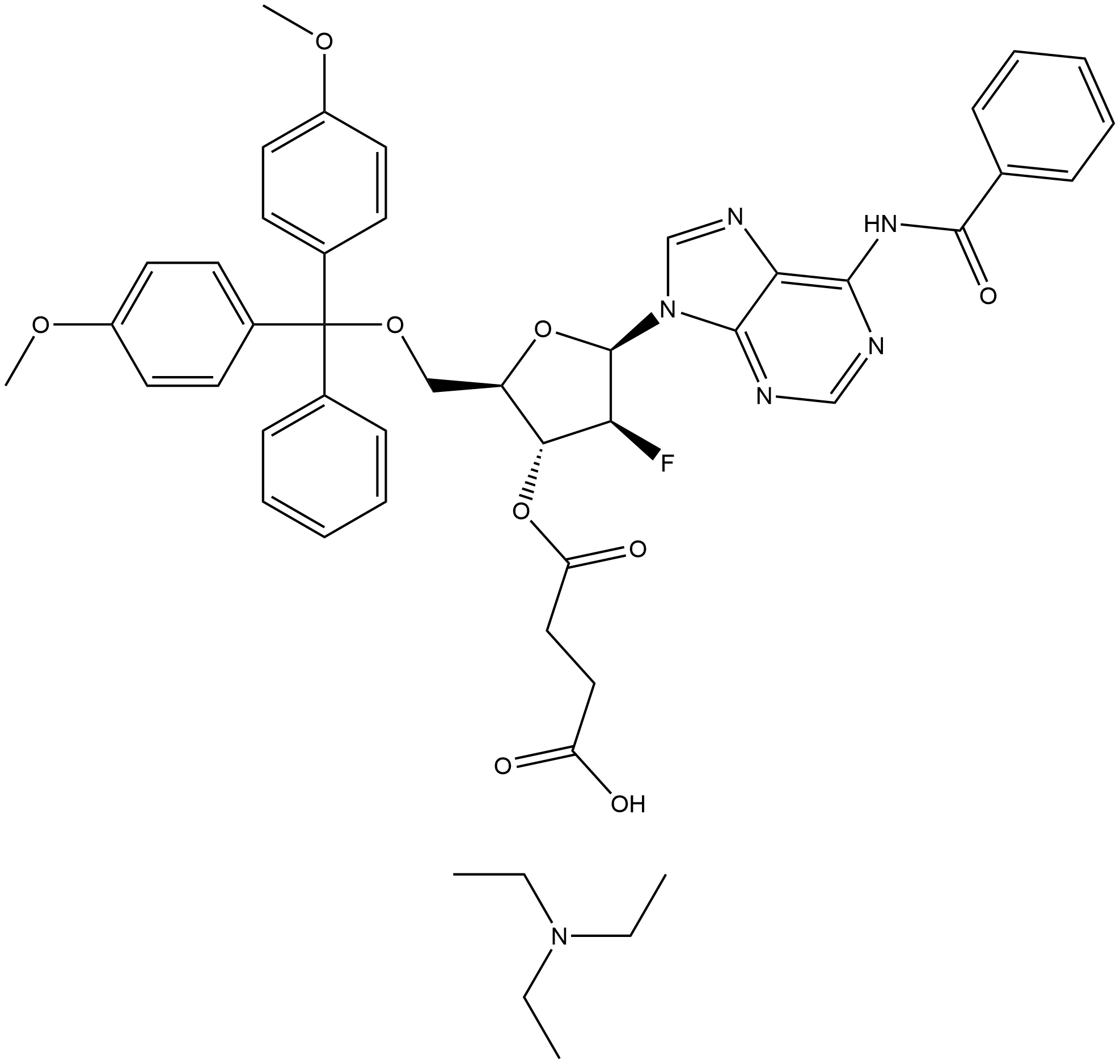 DMTR-2'-F-DA(BZ)-3'-SUCCINATE, TEA SALT 结构式