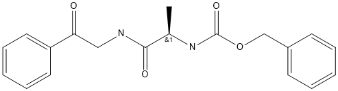 苄基(R)-(1-氧代-1-((2-氧代-2-苯乙基)氨基)丙-2-基)氨基甲酸酯 结构式