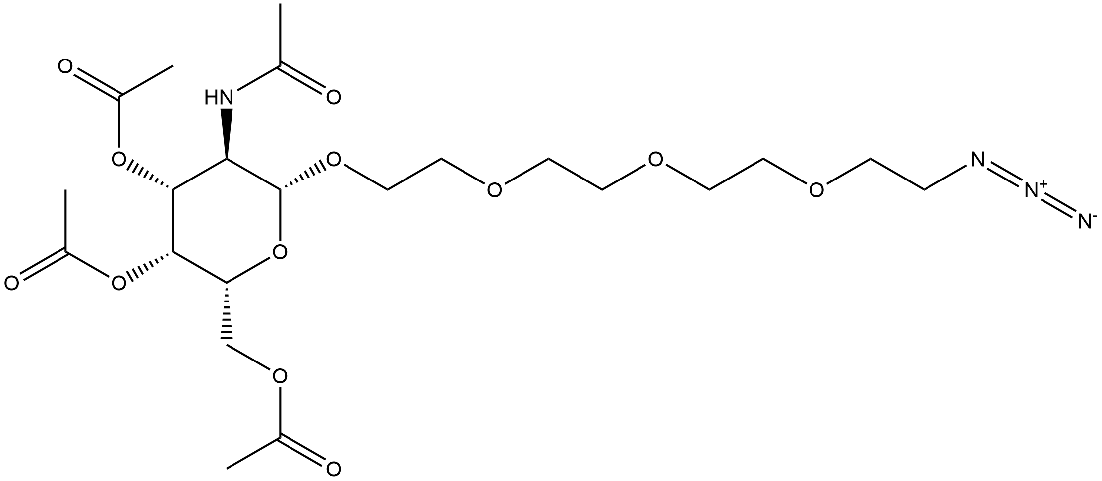 (2R,3R,4R,5R,6R)-3,4-双(乙酰氧基)-6-(2-(2-(2-(2-叠氮基乙氧基)乙氧基)乙氧基)乙氧基)-5-乙酰氨基氧杂环氧杂环戊烷-2-基]甲基乙酸酯 结构式