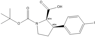 (2R,3R)-1-(tert-butoxycarbonyl)-3-(4-iodophenyl)pyrrolidine-2-carboxylic acid Struktur